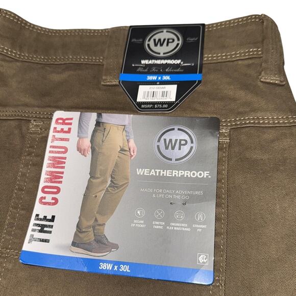 Weatherproof NWT Mens 38x30 Cedar Chino Pants The Commuter Stretch Security - Picture 1 of 14